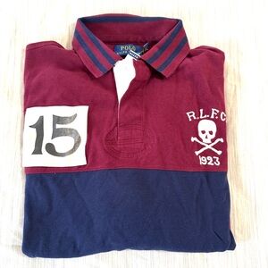 Polo by Ralph Lauren R.L.F.C. 1923 Burgundy and Navy Rugby Shirt☠️☠️☠️